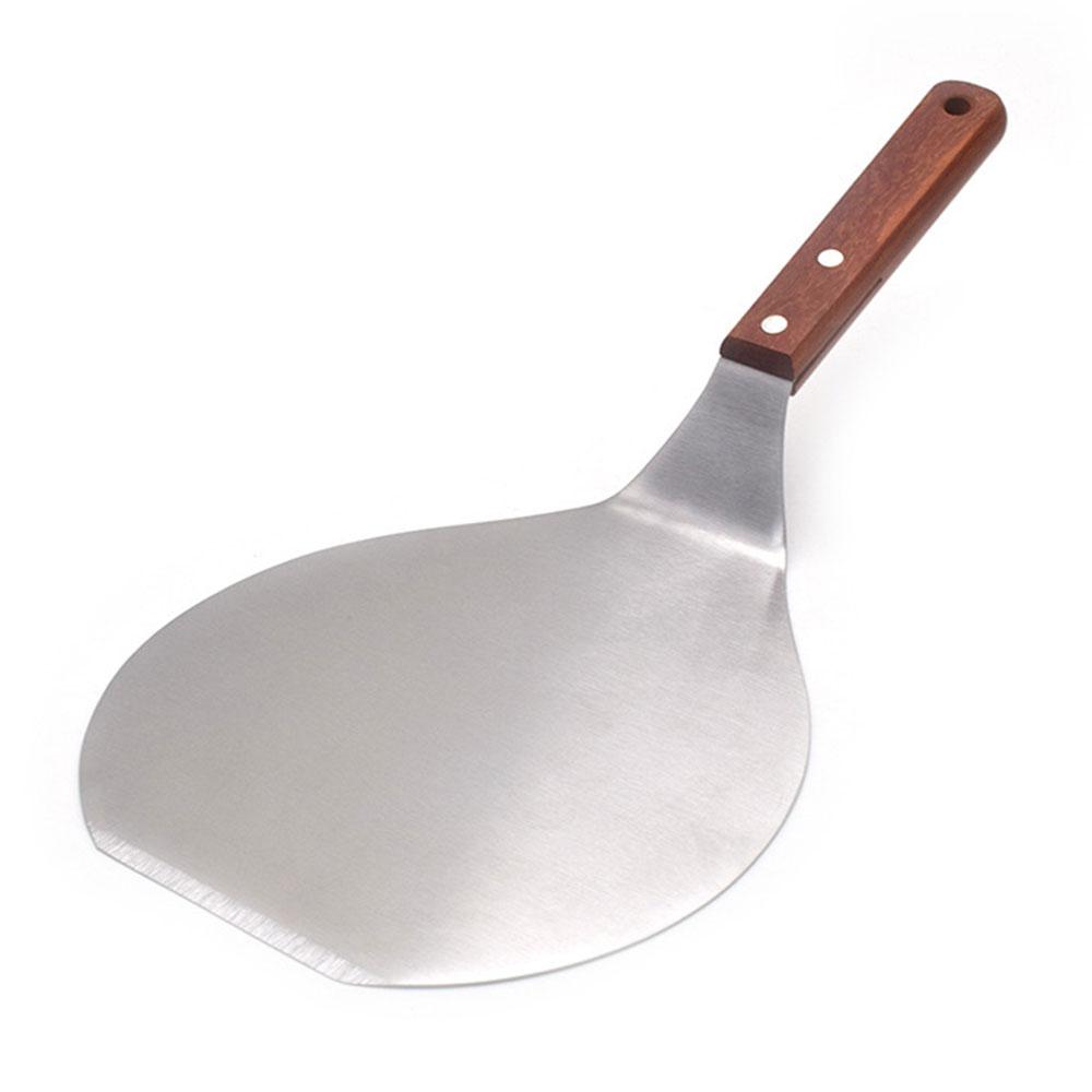 

Stainless Steel Pizza Peel Metal Round Pizza Paddle Pizza Spatula with Wood Handle Cake Lifter Transfer Tray Pizza Shovel