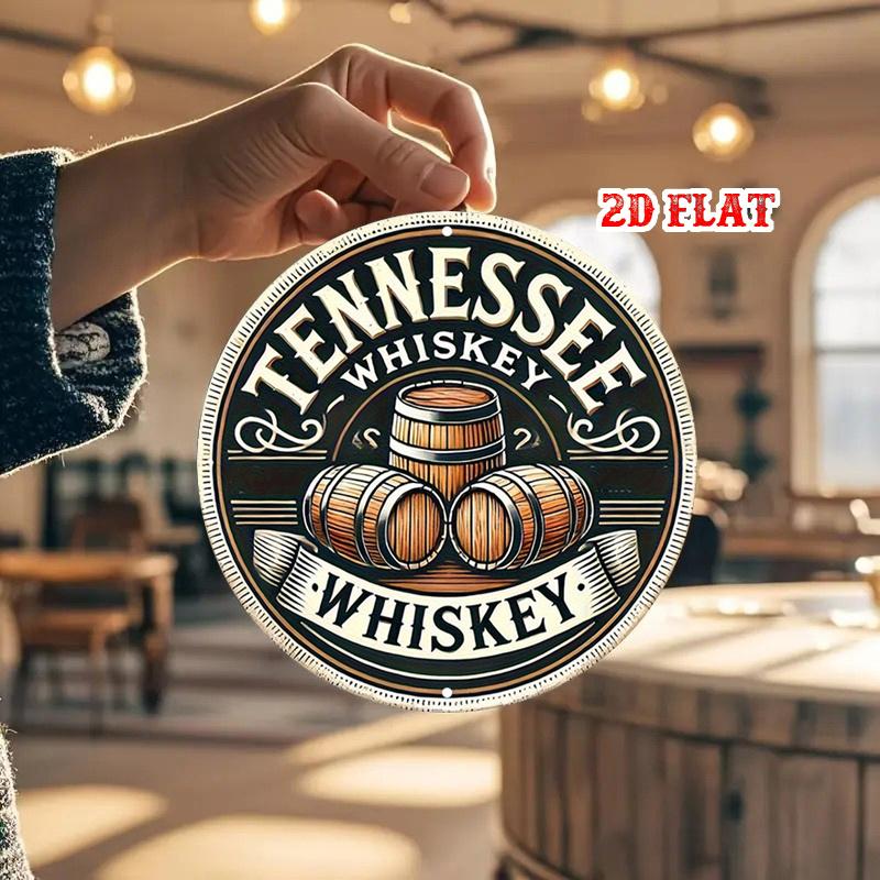D-Moll pc Vintage Whiskey Alkohol-Thema Rundes Metall-Wandschild Rustikales Tennessee Whiskey Aluminium-Blechschild Geeignet