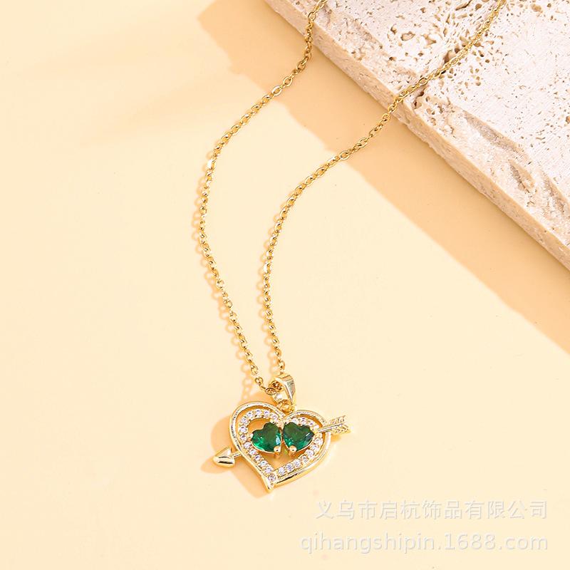 One Arrow Through The Heart Necklace Women'S Simple Trend Personality Versatile Shining Zircon Accessories