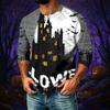 Men's Casual Halloween Print Raglan Three-Quarter Sleeve Shirt