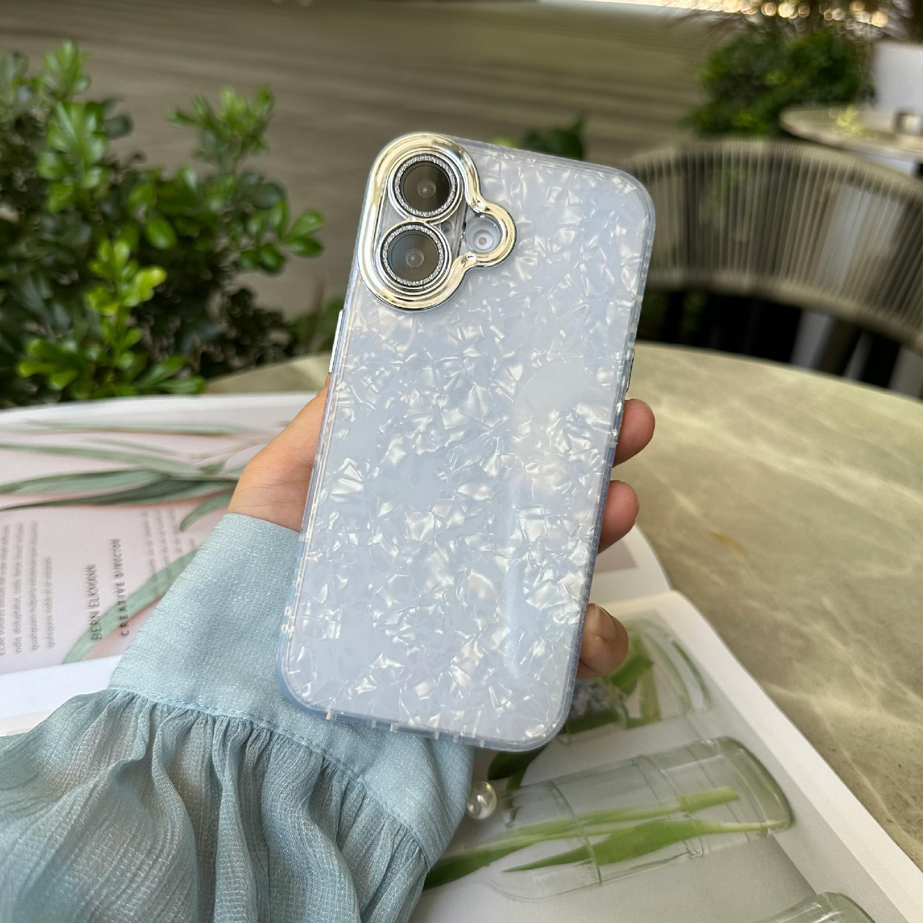 

For iPhone 16 Case Anti-Drop TPU+PC Phone Cover Seashell Textured C