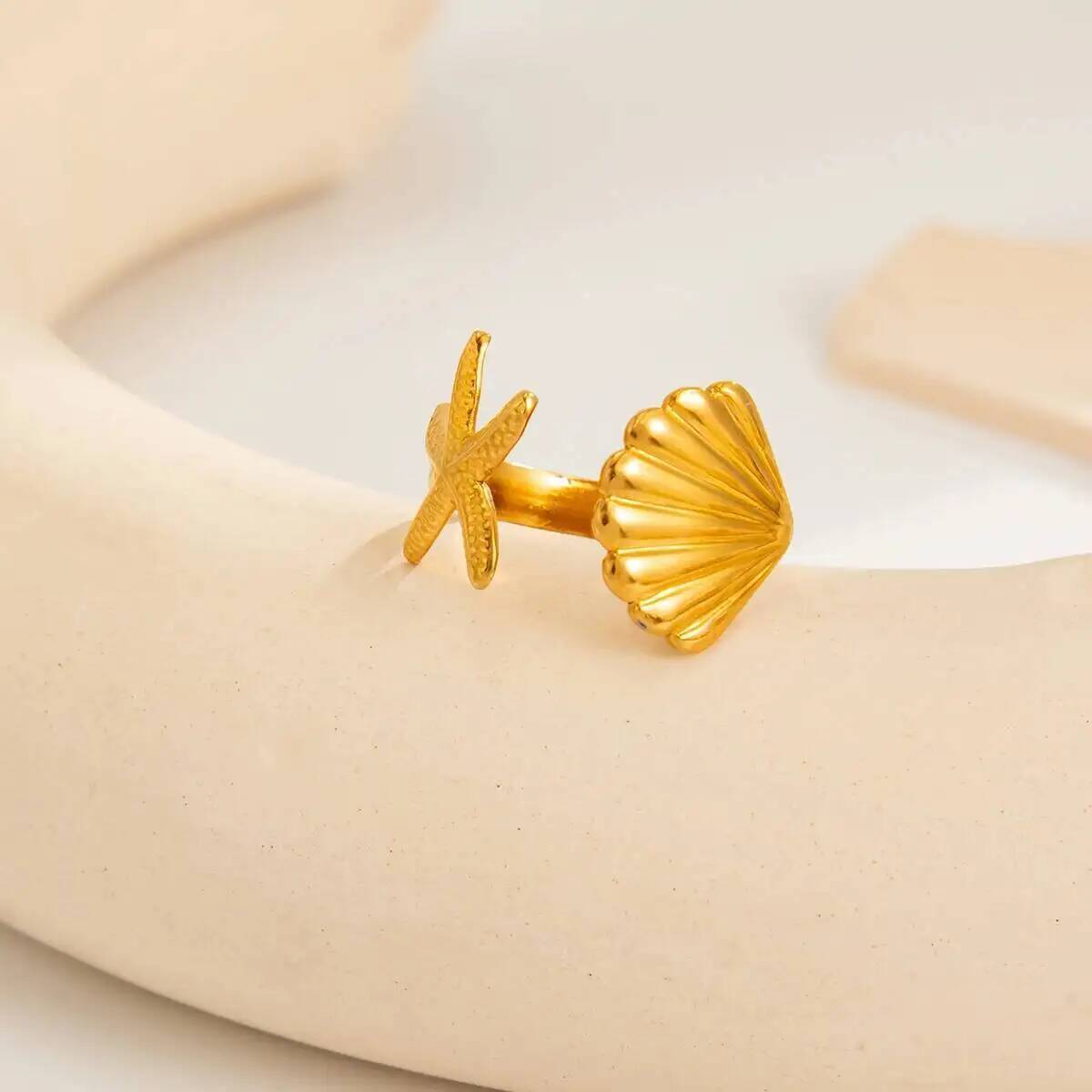 

SHIXIN Vintage Stainless Steel Flower Heart-shaped Starfish Open Rings Women 2026 Exquisite Geometric Ring Daily Jewelry Gift