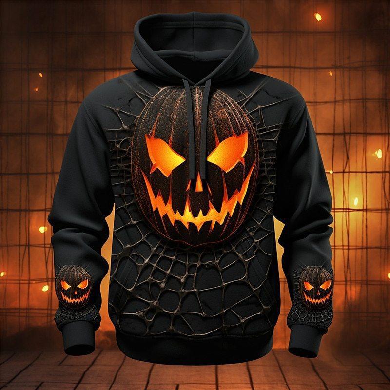 Men's Fall/Winter Halloween Funny Pumpkin 3D Printed Hooded Hoodies & Sweatshirts (men’s)