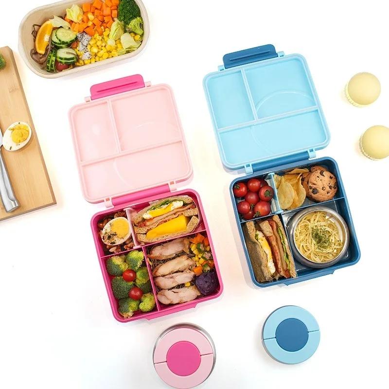 Stainless Steel Bowl Lunch Box Plastic Dinner Plate Microwaveable Lunch Box Lunch Boxes Vacuum & Thermos Kitchenware for Student