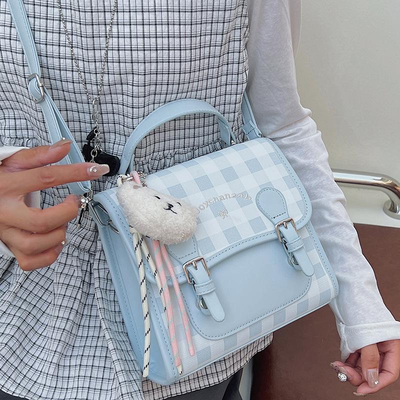 Casual Plaid Women's Backpack 2025 Summer New Small Backpack High Value Contrasting Color Portable Small Schoolbag