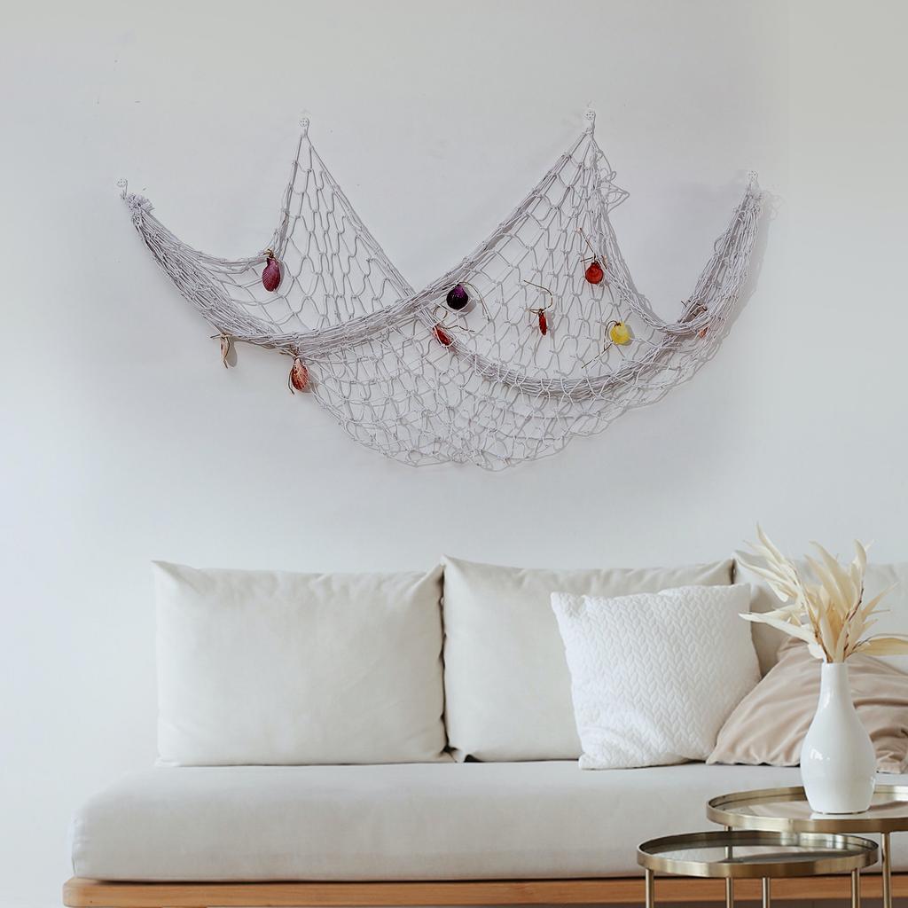 Mediterranean Decorative Fishing Net, Thick Thread Cotton and Linen Rope Shell Background Wall Creative Photo Decorative Hanging Net