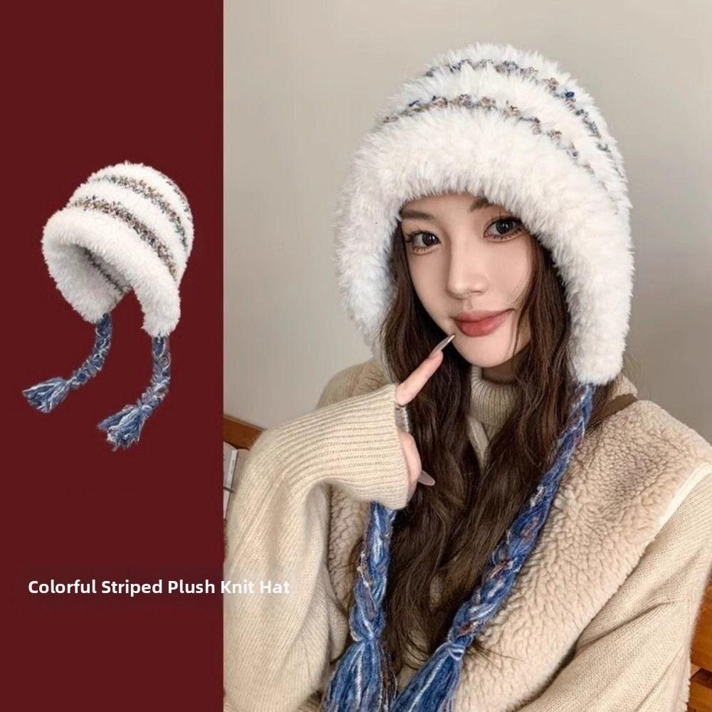 Korean Style Plush Pullover Hats Soft Knitted Warm Hat Fashion Ear Protection Hat  Women