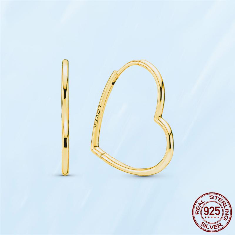 Real Original 925 Sterling Silver Daisy Flower Feather Hoop Heart Stud Earrings Fit Women Fashion Jewelry Engagement Party Gift