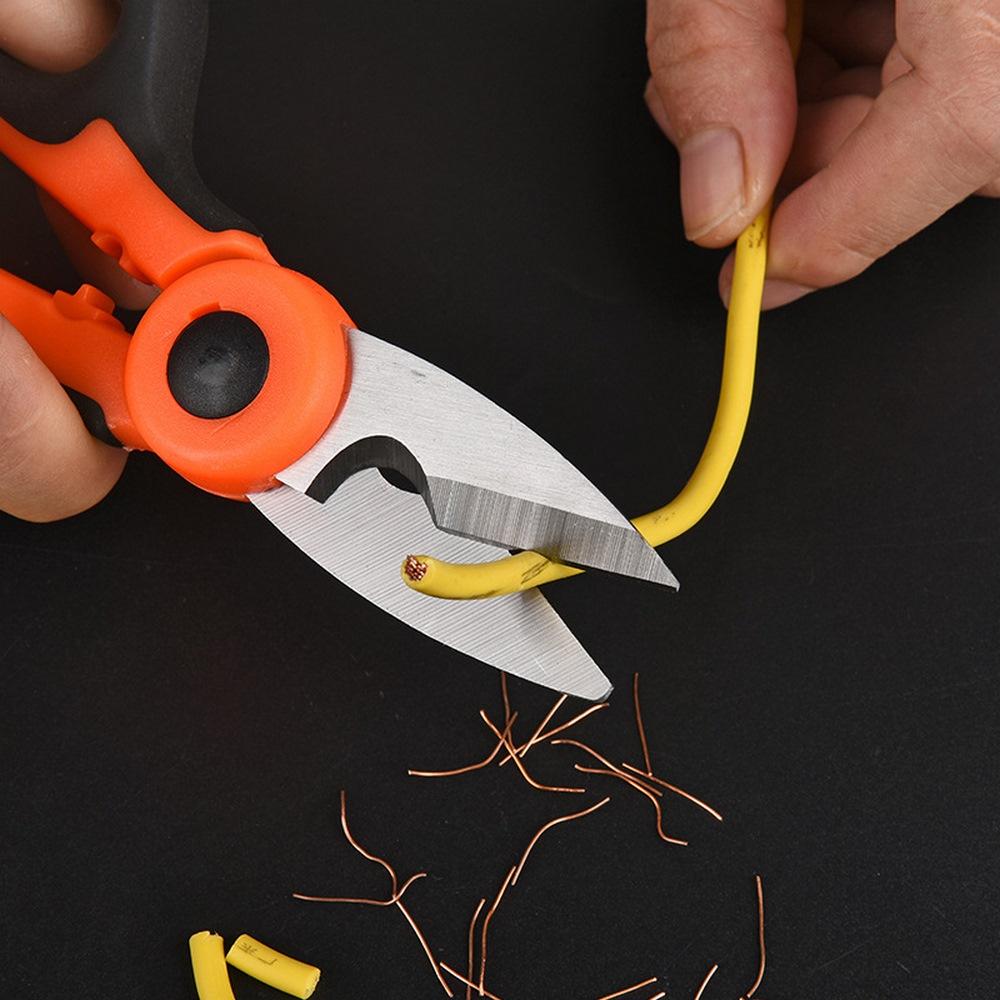 2/1 High Carbon Steel Scissors Household Shears Tools Electrician Scissors Stripping Wire Cut Tools for Fabrics Paper and Cable