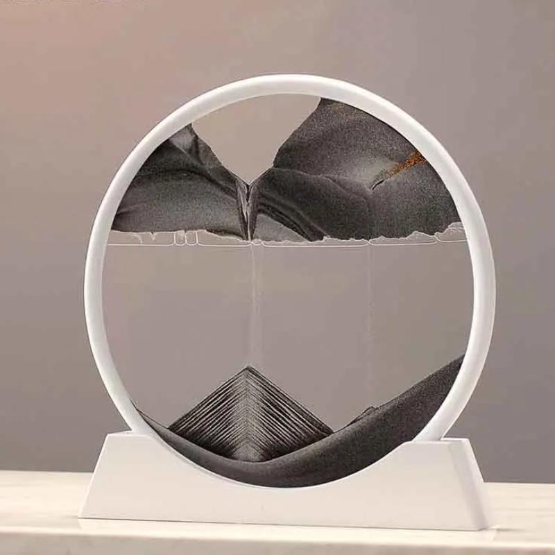 12 inch 3D nisip mișcătoare clepsidra de mare adâncime nisip imagine artă rotundă artizanat din sticlă care curge nisip pictură living decor acasă