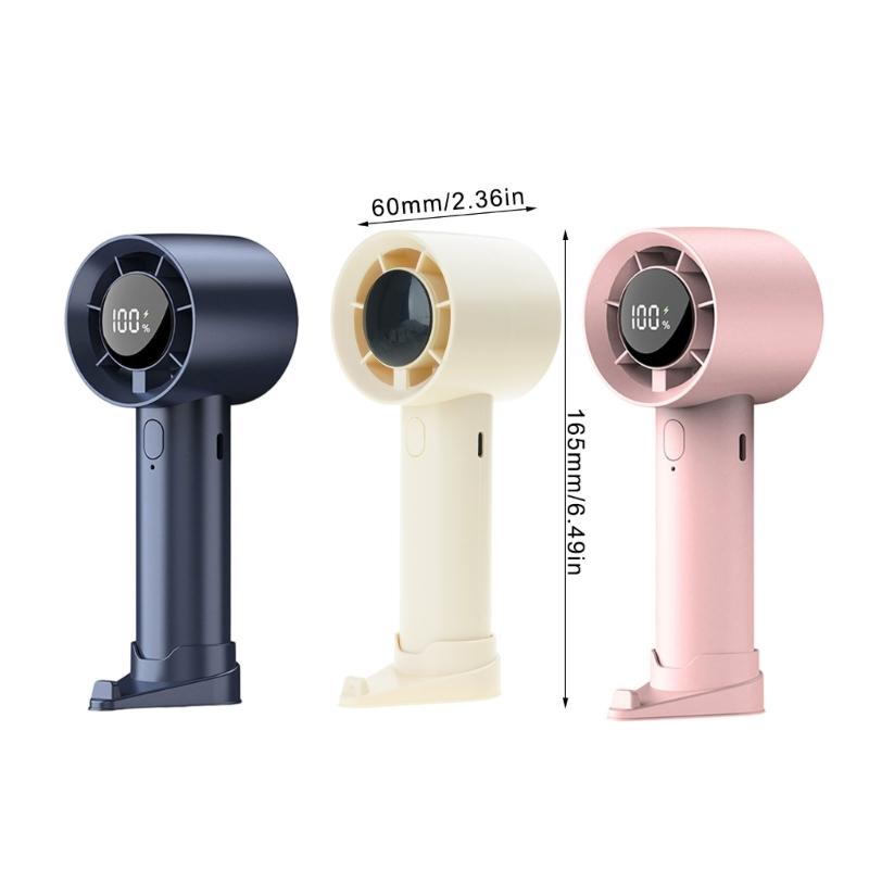 USB Rechargeable Handheld Fan Electric Adjustable Speed Fan 1200mAh Battery Cooling Device with LED Digital Display