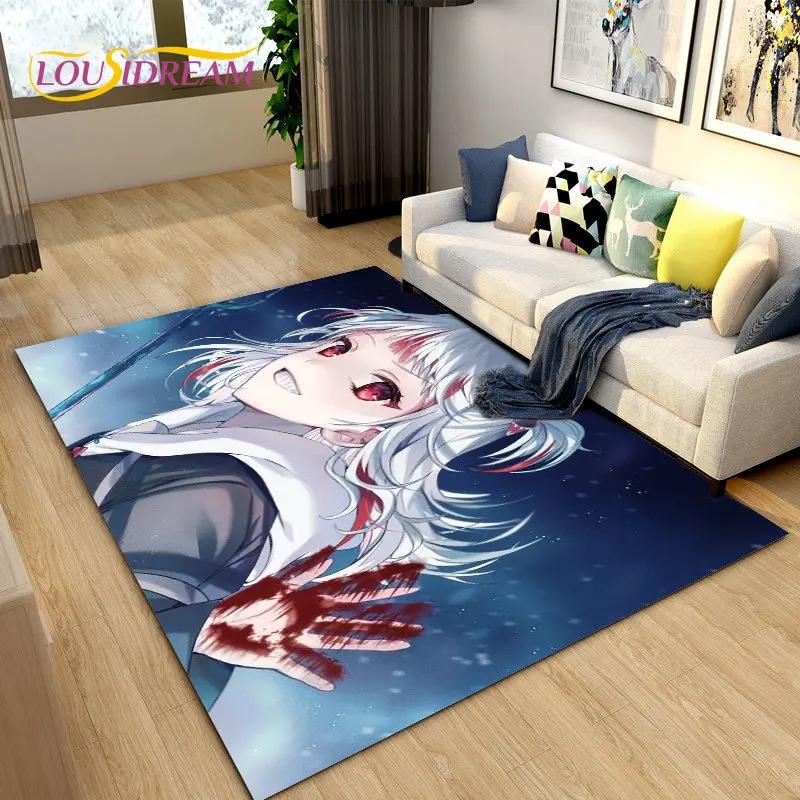 Gawr Gura Hololive Cute Anime Shark Area Rug,Carpet Rug for Living Room Bedroom Sofa Doormat Decoration, Kids Non-slip Floor Mat