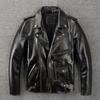 Classic Motorcycle Jacket Genuine Cow Leather Jacket Heavy Cowhide Jackets Men Moto Biker Coat Winter