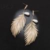 Face Slimming Earrings Fashion Feather Drop Elegant Metal Faux Pearl