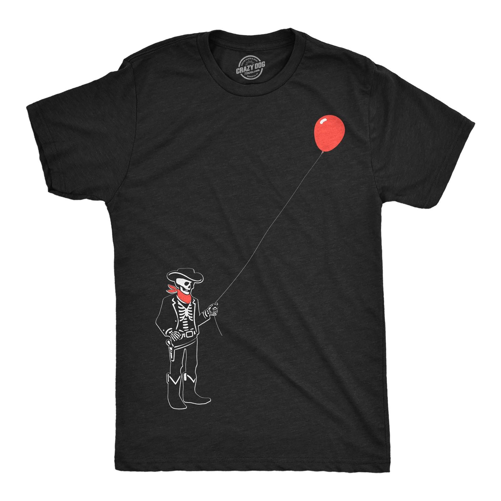 Mens Funny T Shirts Cowboy Skeleton Balloon Sarcastic Tee For Men S разноцветный