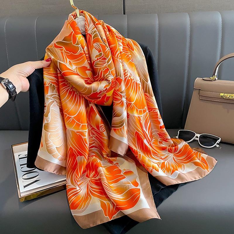 Spring Dustproof Print Shawls Winter Ethnic Style Satin Scarves Fashion Sunscreen Beach Towel Popular 180X90Cm Big Bandanna
