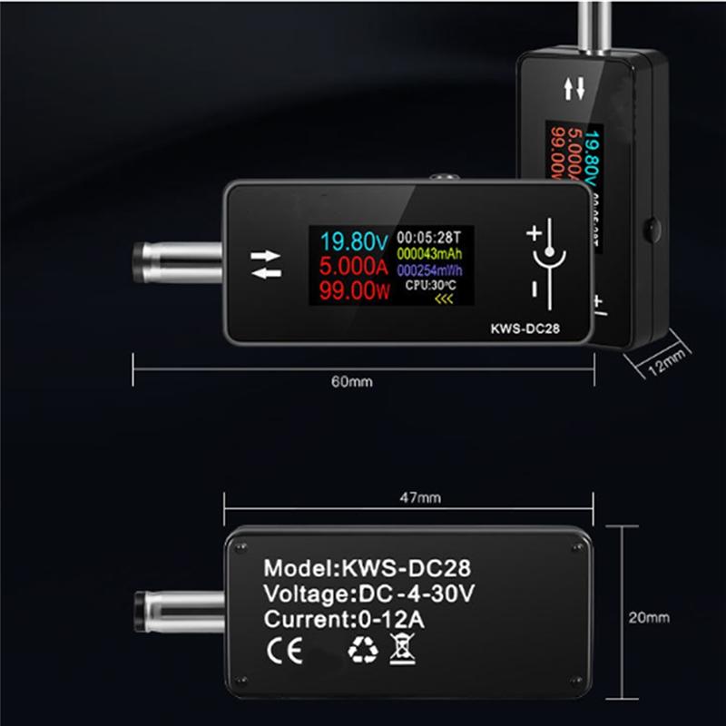 B52C Current Detector KWS-DC28 0.96 Inch TFT HD Digital Display Handy Ladetester Detektor