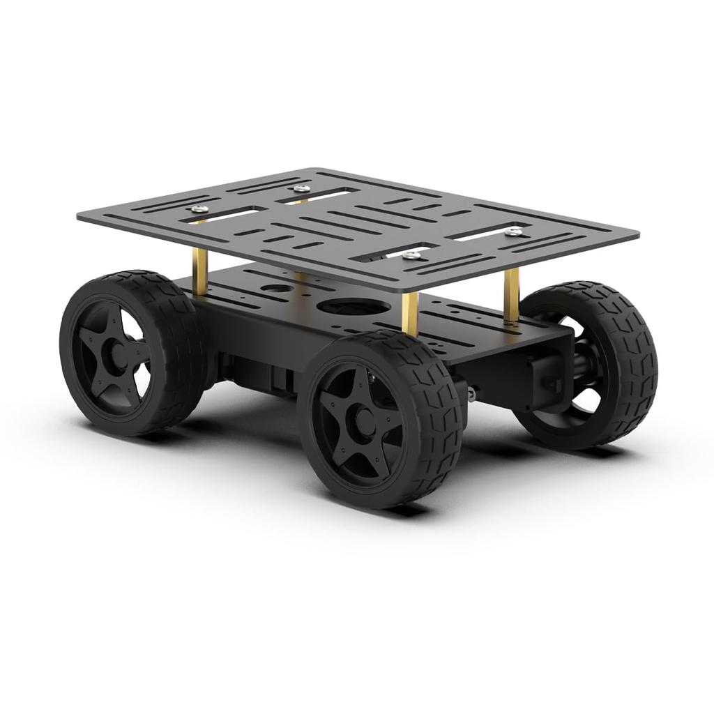 LewanSoul Robot Chassis 4WD Smart Chassis Aluminum Alloy TT 66mm Robot Mobile Platform Robot Car DIY Kit Kit, Car, Chassis, Motor, Wheels, (Black,