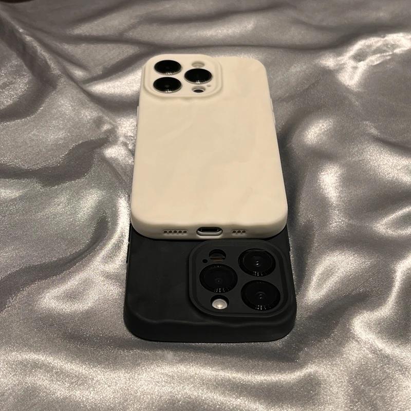 Soft Fold Pattern Phone Case For iPhone 13 12 11 14 15 Pro Max X Xs XR Max Plus Candy Bumper Silicone Cover