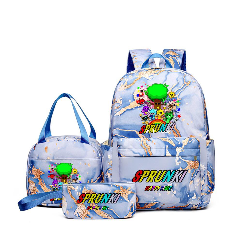 

Rhythm Box Teen Cute School Bag Sprunki Trend Girls Backpack Lightweight Ridge Protection Three-piece Set as the picture