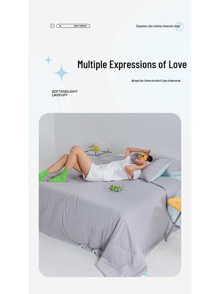 Class A Soybean Fiber Summer Quilt - Solid Color, Simple Style, 200x230x250cm for Home or Dorm