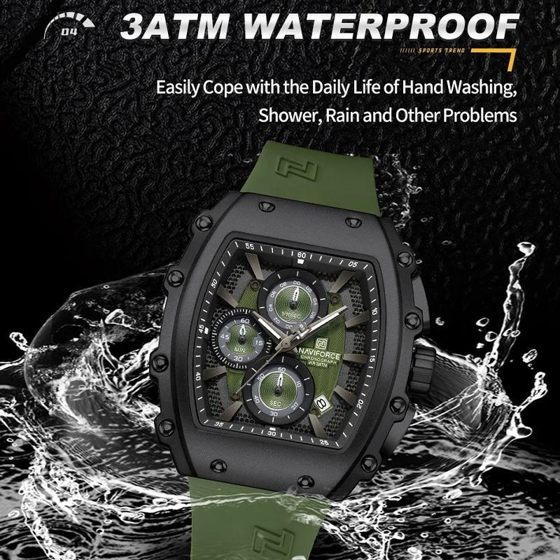 Men Sport Waterproof Quartz Watch Luxury Barrel-Shaped Steel Band Alloy Dial Casual Couple Luminous Wristwatch