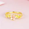 Simple Elegant Yet Peach Blossom Copper Gold Plated Ring For Women Fashion Adjustable
