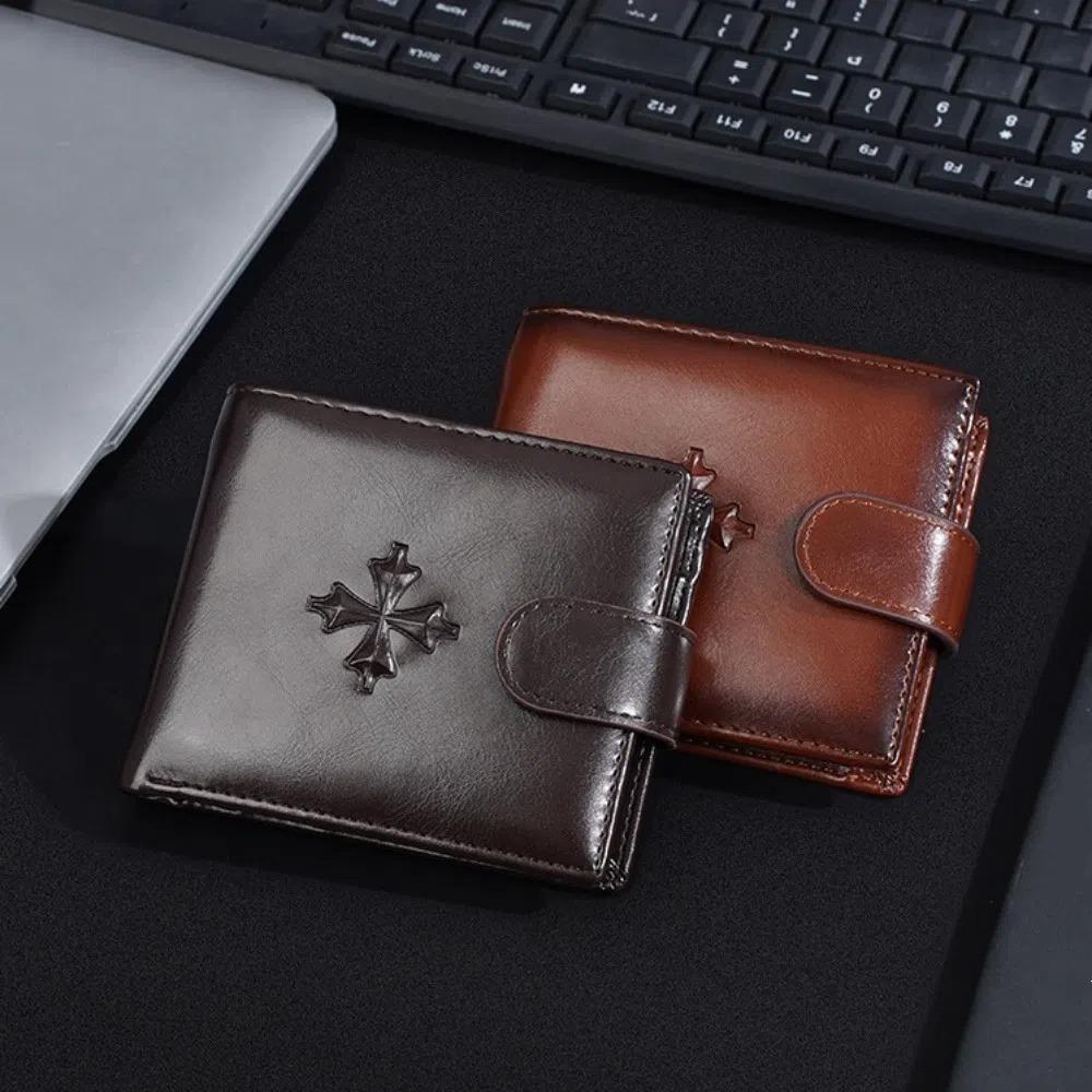 

Urban Recreational Style 3 Fold Wallets PU Leather Male Leather Purse PU Pocket Purse Shopping чорний