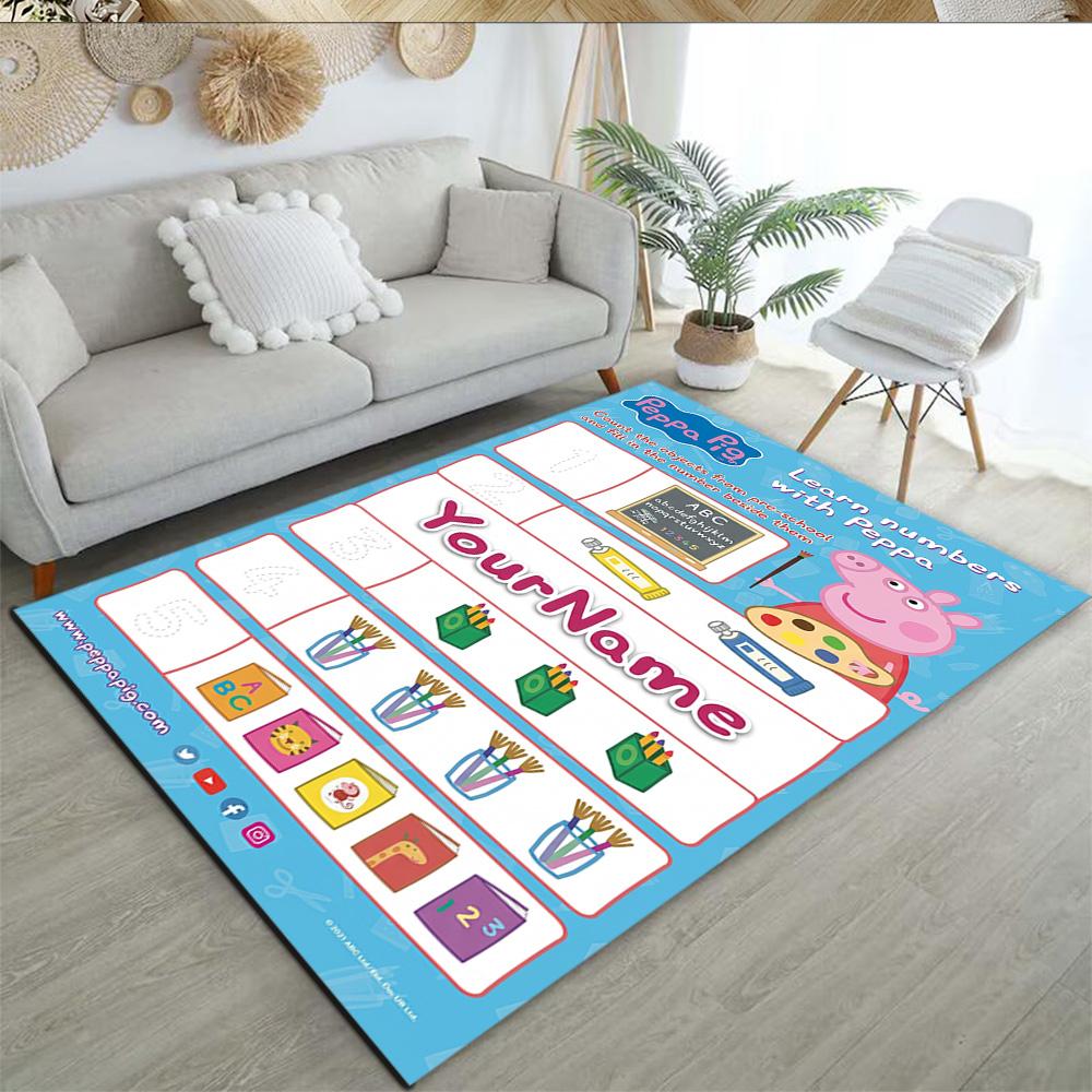 Peppa Pig Customize Your Name Carpet Design for Playrooms Kitchen Living Rooms Balcony Antislip Carpet Office home decor Wedding Party Gift