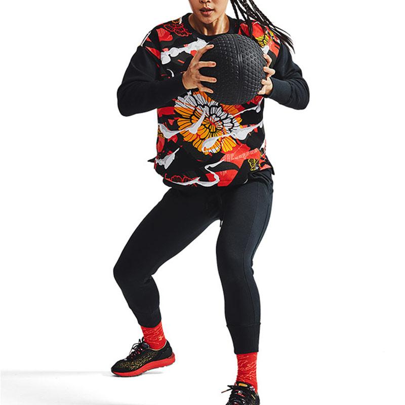 Under Armour Rival Fleece Cny Crew Casual Sport Pullover Women Sweatshirt Black 1362620-001