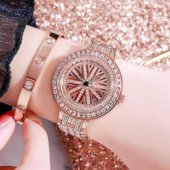 Casual Business Full Diamond Fashion Kreatywny kwarcowy zegarek damski
