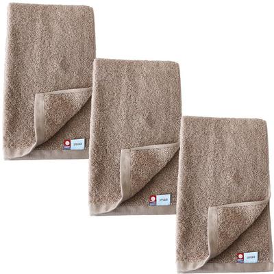 Imaa (Ima) Imabari Towel Certified Slim Bath Towel 3-Piece Set, Thin, Absorbent, Quick-Drying, Made In Japan, 100% Cotton, Sauna Use, Light Brown