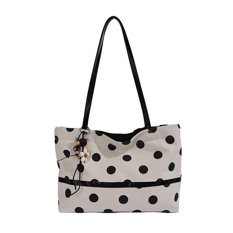 2026 New Korean Casual Polka Dot Tote: Versatile, Large-Capacity Underarm Shoulder Bag