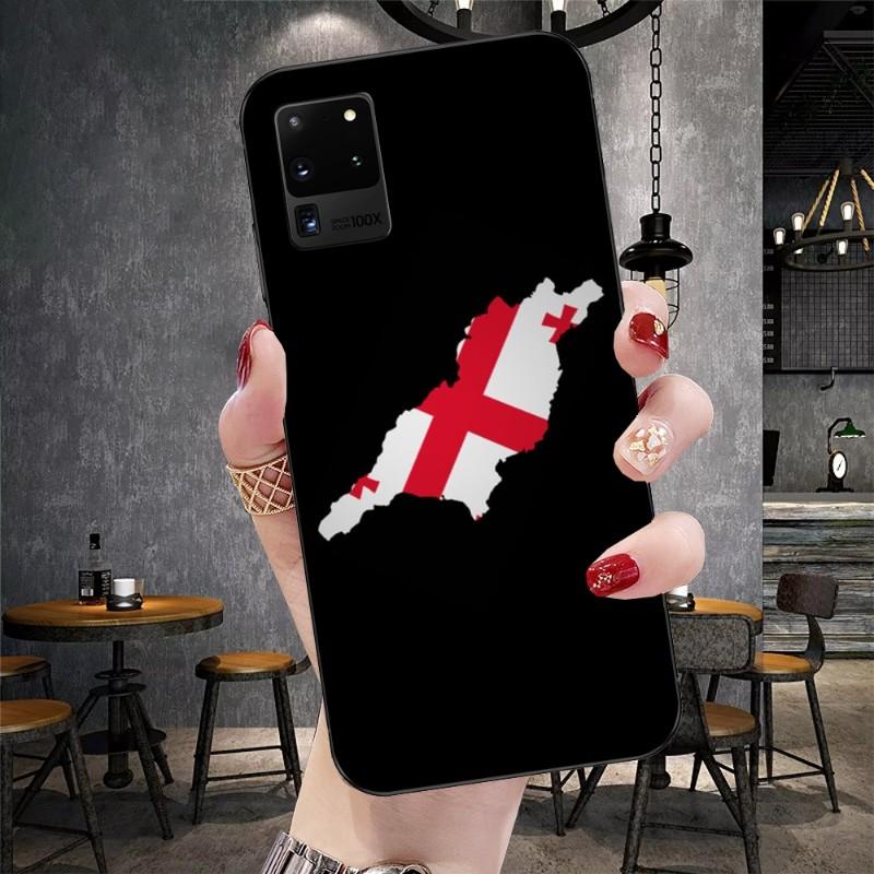 Georgia Flag Phone Case For Samsung Galaxy S6 S7 S8 S9 S10 S21 S22 Plus Ultra Soft Black Phone Cover