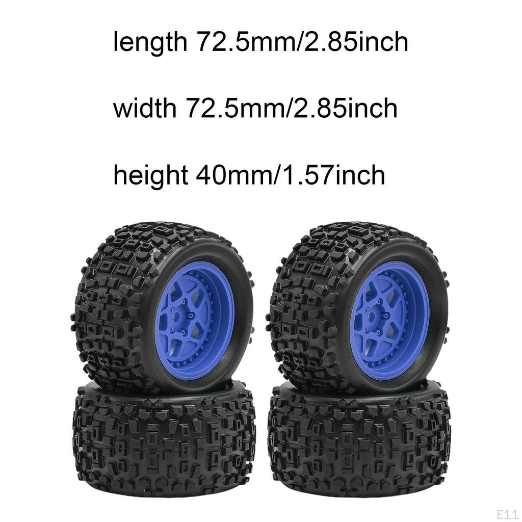 4 Pieces 1/18 RC Car Wheels and Tires Accessories Sturdy High Parts Replacement Part for