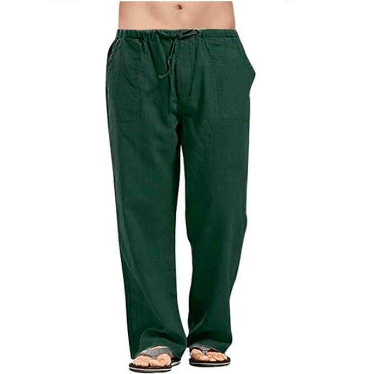 Cotton and Linen Men's Breathable and Sweat Absorbing Pants for Spring and Autumn, Casual Wide Leg Pants