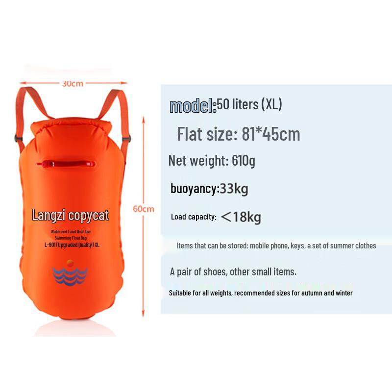 BrangdyL901 50L Backpack Swim Buoy with Dual Airbags 50L