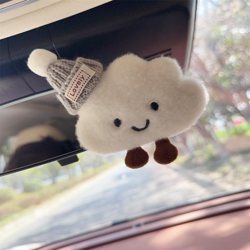 Set Creativo de Adornos de Nube de Dibujos Animados para Espejo Retrovisor - Lindos Accesorios de Interior de Coche Estilo Diosa