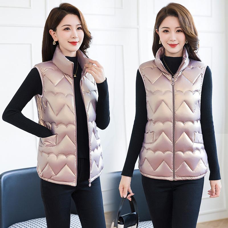 

Осенне-зимняя женская однотонная куртка-стойка с ярким поверхностным утолщенным теплым коротким жилетом без рукавов, женская куртка, 6 цветов