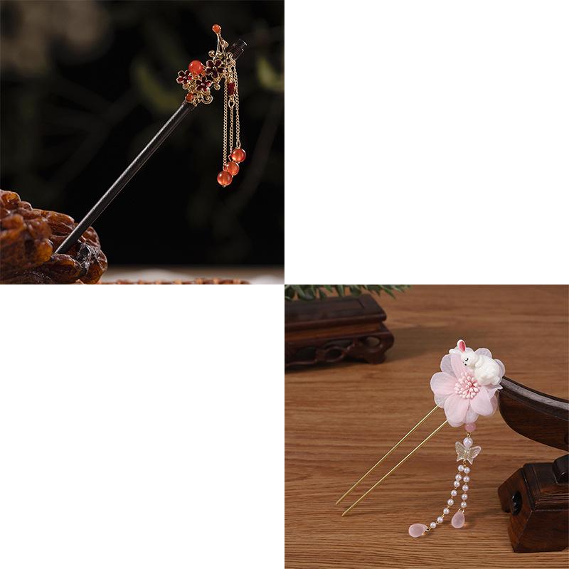 Jadehase Quaste Haarspange: Traditionelles Qipao Hochsteckfrisur Accessoire für Damen