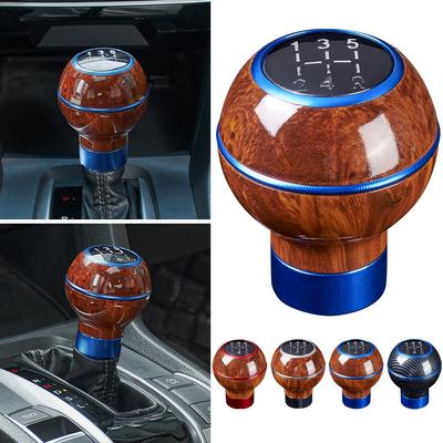Red Wood Grain 5 Speed Manual Car Shift Knob Gearstick Gear Lever Shifter Handle Ball Auto Parts Aluminum-Alloy Replacement