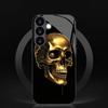 Gold Skull Black Glass Phone Case Suitable for Samsung Galaxy S26 S25 S24 S23 S22 S21 S20 FE/Ultra/Plus Anti Drop Back Cover
