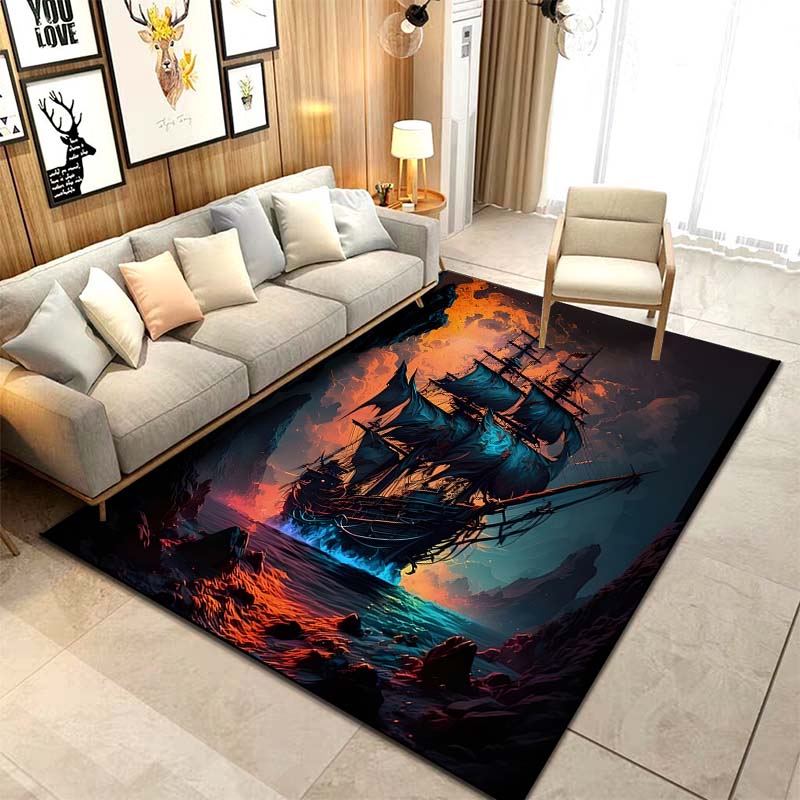 Sizes ghost Ship Pirate Ship Pattern Rug Carpets Bedroom Living Room Bathroom Mat Creative Door Mat Cloakroom Decor Area Rug