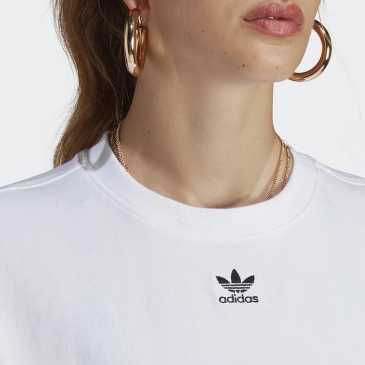Adidas Originals Adicolor Essentials Loose Fit Crew Neck T-Shirt With Plain Logo Women Tops White IA6461