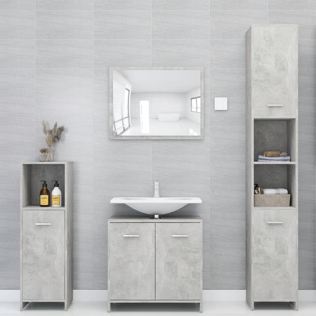 Bathroom Cabinet Concrete Grey 30 X 30 X 95 Cm Particleboard