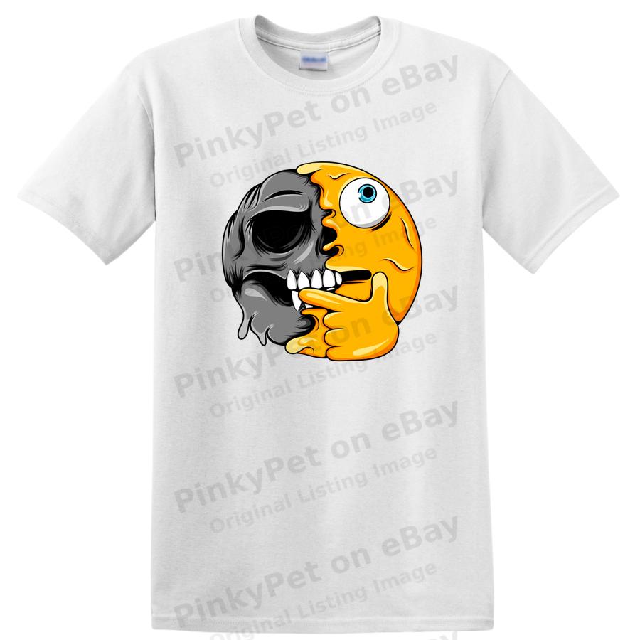 Skull and Emoji Funny T Shirt Graphic Art Design for Emojis Lovers Tee