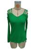Fashion Lace Splicing Heavy Drilling V-Neck Floor Length Long Sleeve T-Shirt Women's Tops Versatile Closet Essential Fashion Items Shirt