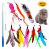 Interchangeable Eco-Friendly Cat Teaser Wand Set Fluffy & Feather Refills Extendable Bounce Rod Chew-Proof Plush Kittens Toy