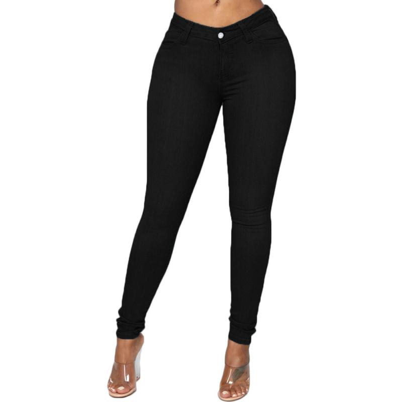 2026 New Fashion Slim Fit Women's Jeans, Solid Color Casual Pencil Pants