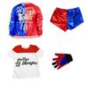 Girls Harley Squad Monster Shirt Quinn Costume Printed Jacket Shirt Pants Gloves Suicide Quinn Cosplay Halloween Costume